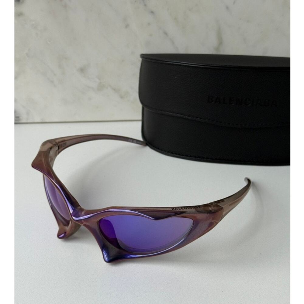NEW Balenciaga BB0352S Mask Sunglasses in Violet Mirror